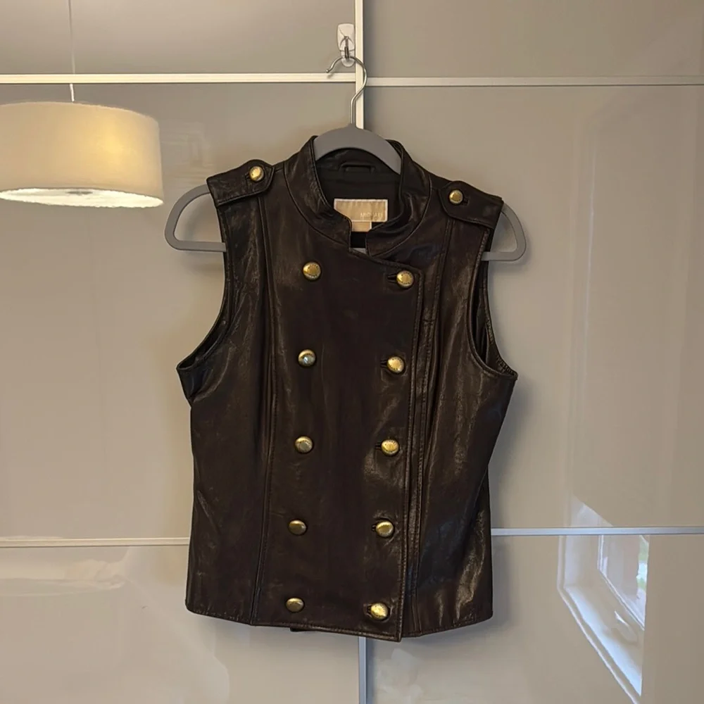 Michael Kors Vintage Brown Leather Vest - Picture 5 of 8